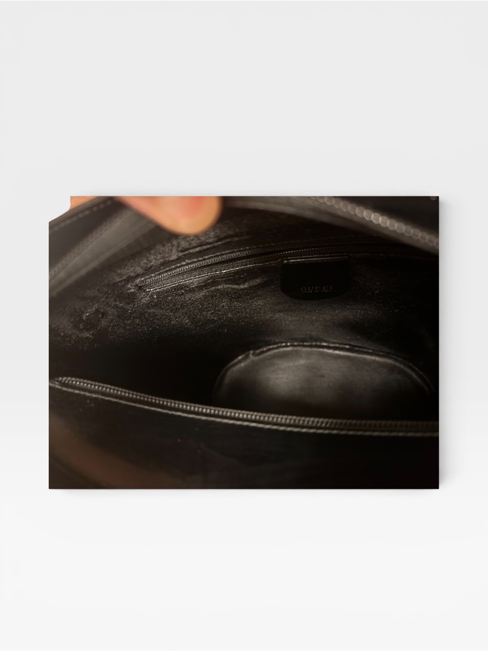 1990’s Vintage Structured Gucci Black Leather Shoulder Bag - Picture 4 of 7